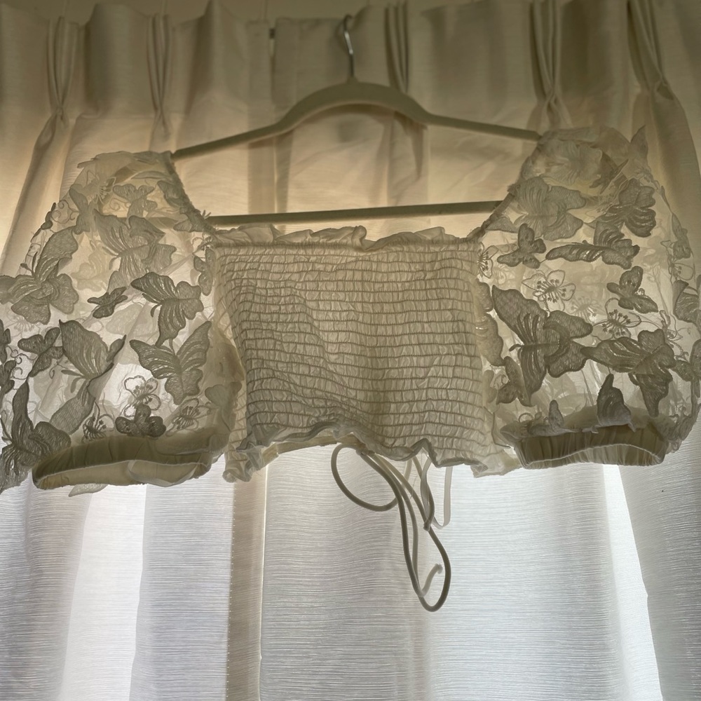 White cropped top